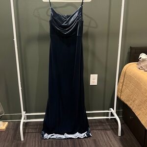 Revelry Blue Maxi Slip Dress with Spaghetti Straps